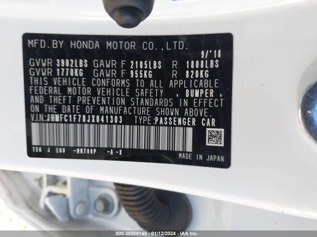 Honda Civic Ex-l 2018 JHMFC1F78JX041303 Image 9