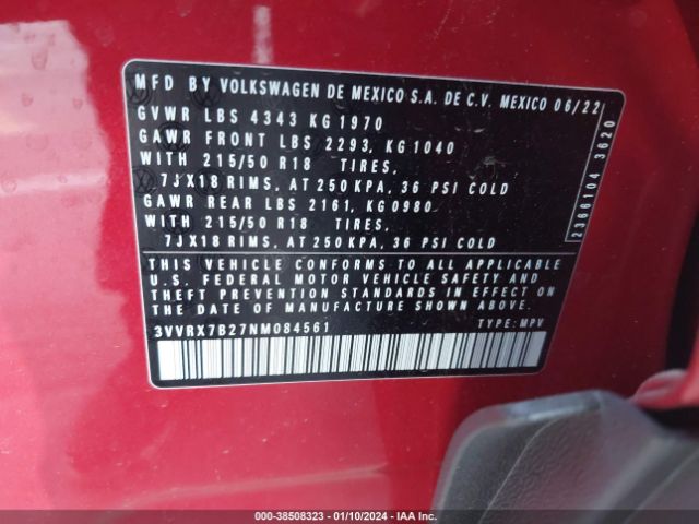 3VVRX7B27NM084561 Volkswagen Taos 1.5t Se