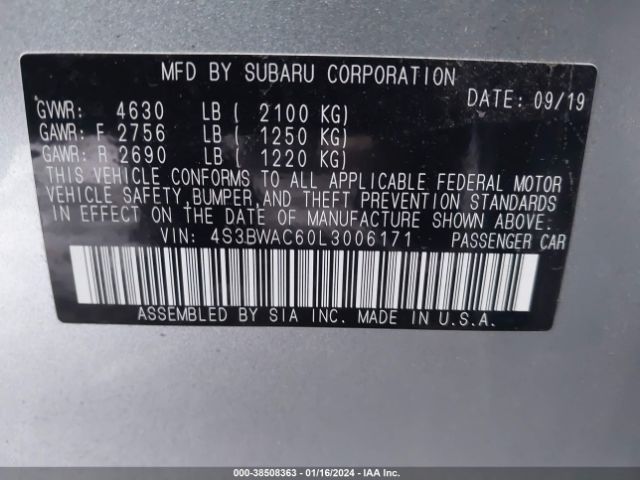 4S3BWAC60L3006171 Subaru Legacy Premium