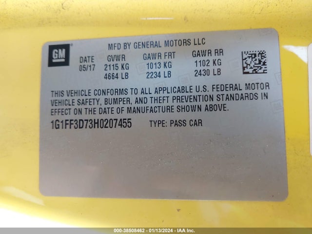 Chevrolet Camaro 1ss 2017 1G1FF3D73H0207455 Image 9