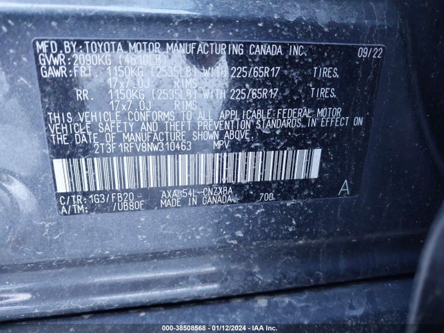 Toyota RAV4 LE 2022 2T3F1RFV8NW310463 Image 9