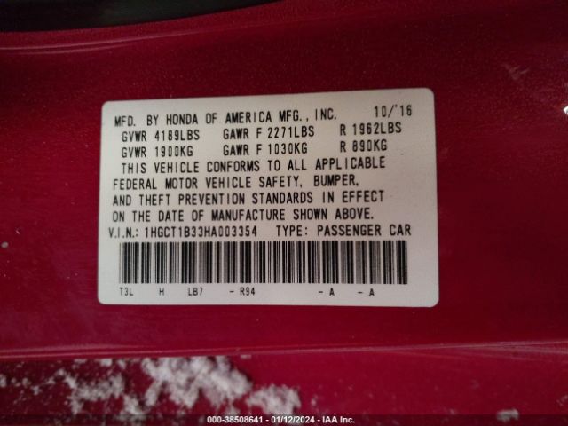 1HGCT1B33HA003354 Honda Accord Lx-s