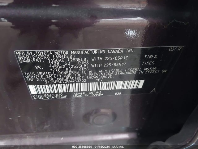 Toyota RAV4 LE 2016 2T3BFREV2GW463702 Image 9