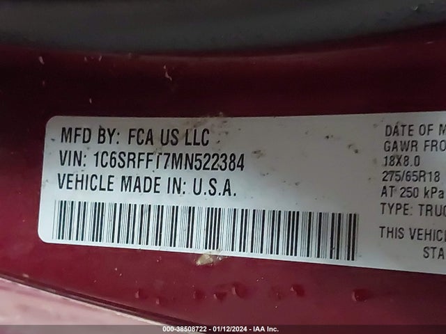 RAM 1500 Big Horn  4x4 5'7 Box 2021 1C6SRFFT7MN522384 Image 9