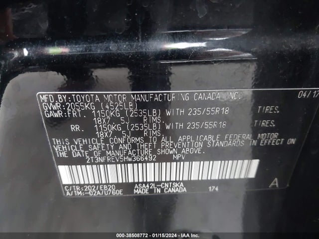 Toyota RAV4 SE 2017 2T3NFREV5HW366492 Image 9