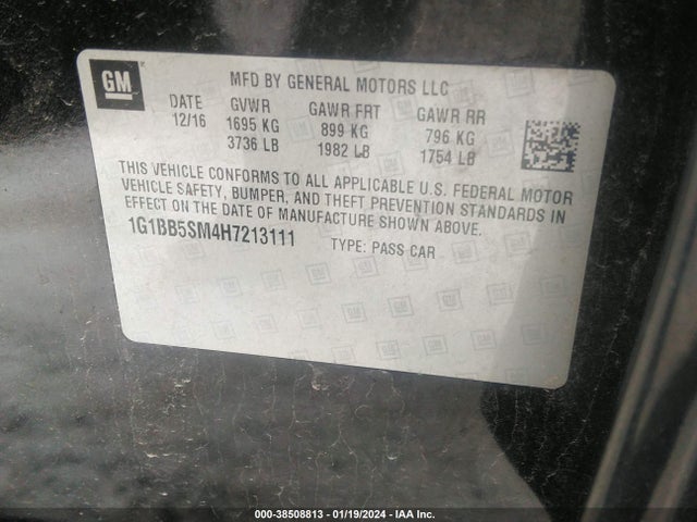 Chevrolet Cruze Ls Manual 2017 1G1BB5SM4H7213111 Image 9