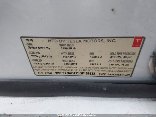 5YJSA1E23GF167633 Tesla Model S 60d/70d/75d/85d/90d
