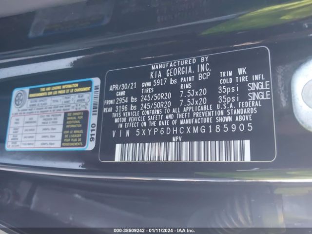 5XYP6DHCXMG185905 KIA Telluride S