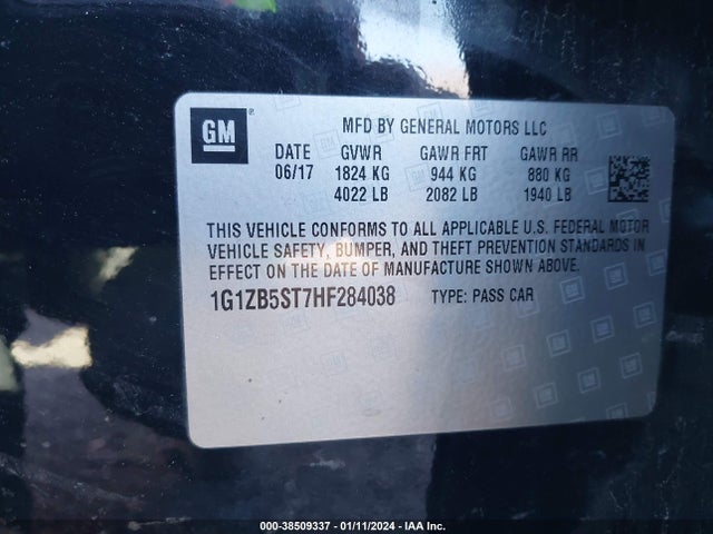 Chevrolet MALIBU LS 2017 1G1ZB5ST7HF284038 Image 9