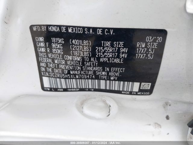 3CZRU5H5XLM709474 Honda Hr-v 2wd Ex