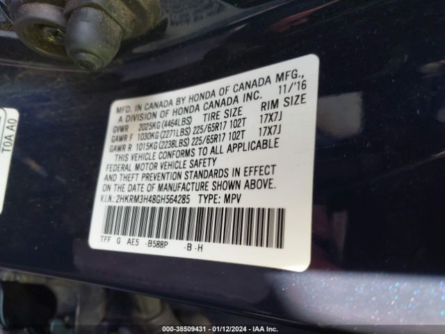 2HKRM3H48GH564285 Honda CR-V SE
