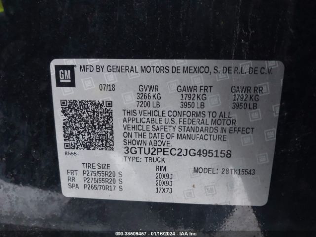 3GTU2PEC2JG495158 GMC Sierra 1500 Denali