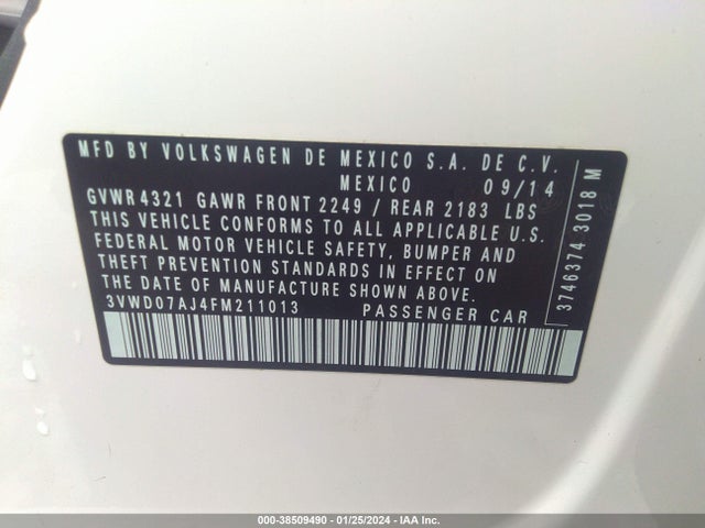3VWD07AJ4FM211013 Volkswagen Jetta 1.8t Se