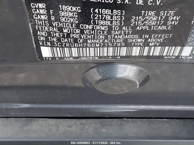 3CZRU6H76GM715785 Honda Hr-v Ex-l