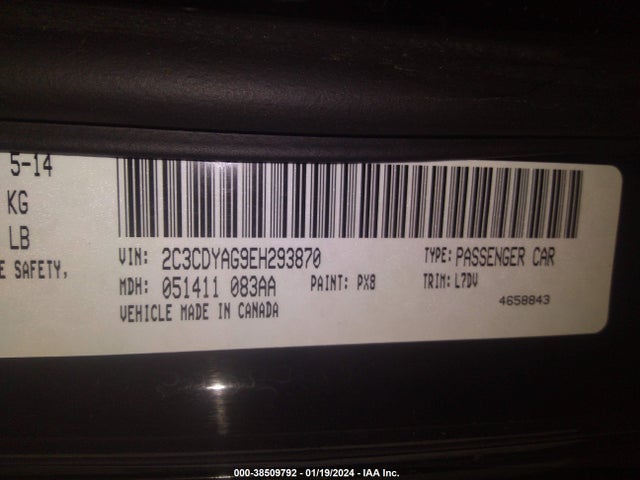 2014 DODGE CHALLENGER SXT VIN: 2C3CDYAG9EH293870