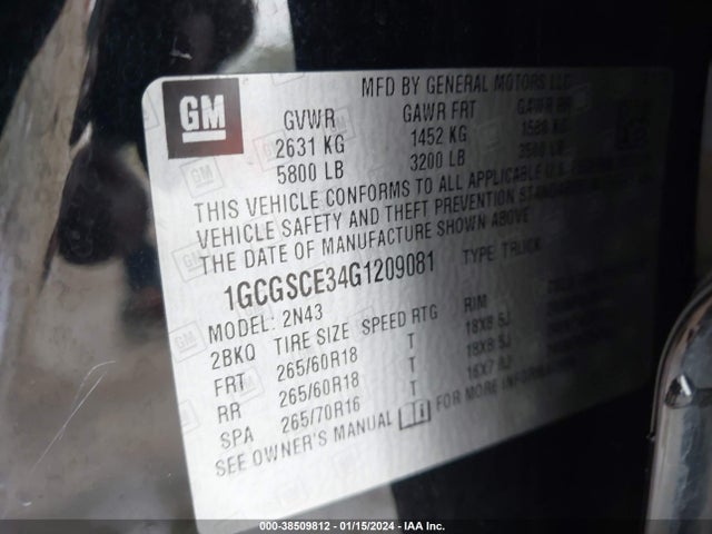 Chevrolet Colorado Lt 2016 1GCGSCE34G1209081 Image 9