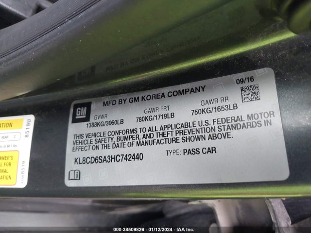 Chevrolet Spark 1lt Cvt 2017 KL8CD6SA3HC742440 Image 9