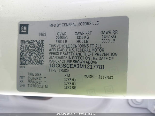 Chevrolet Colorado 2021 1GCGSCEA3M1217781 Image 9