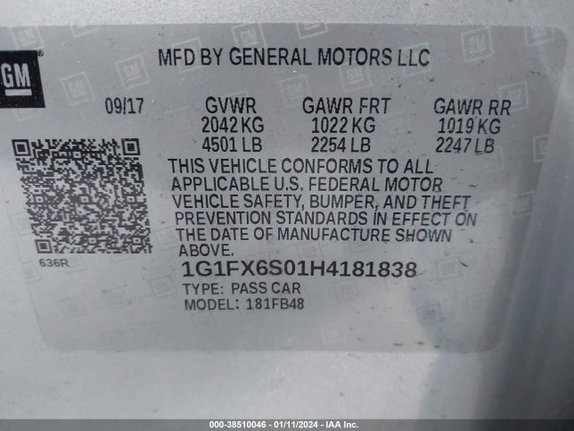 Chevrolet Bolt Ev Premier 2017 1G1FX6S01H4181838 Image 9