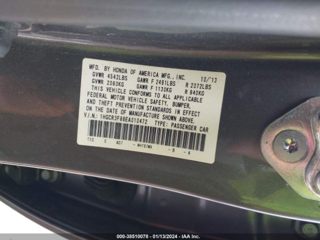 1HGCR3F86EA010472 Honda Accord Ex-l V-6