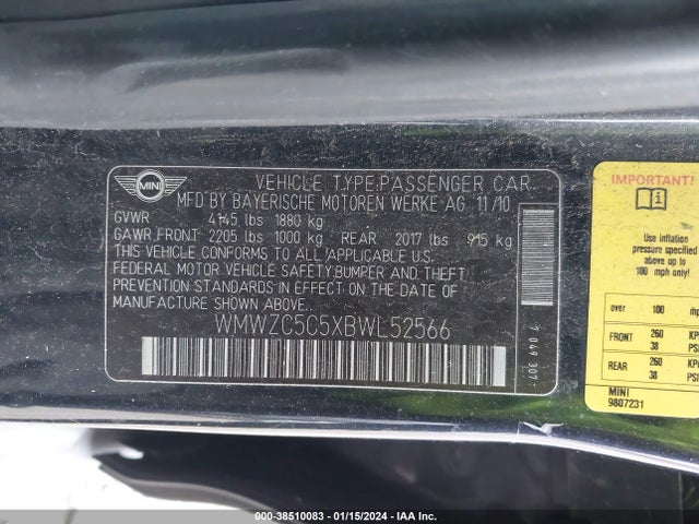 2011 MINI COOPER S COUNTRYMAN WMWZC5C5XBWL52566 Photo 8