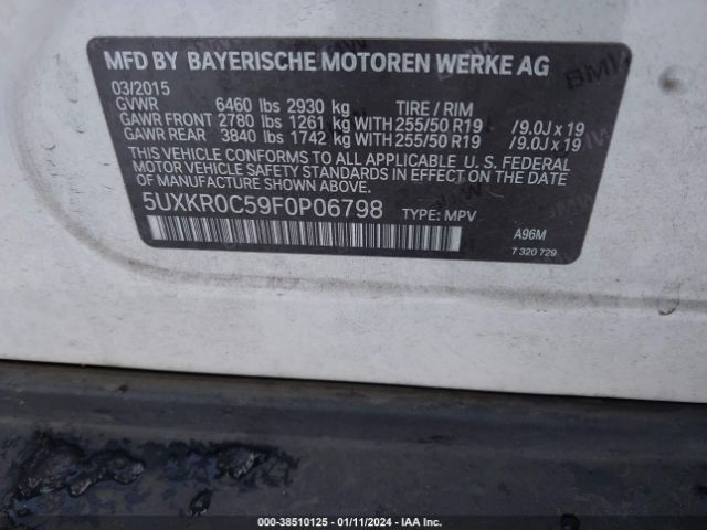5UXKR0C59F0P06798 BMW X5 Xdrive35i