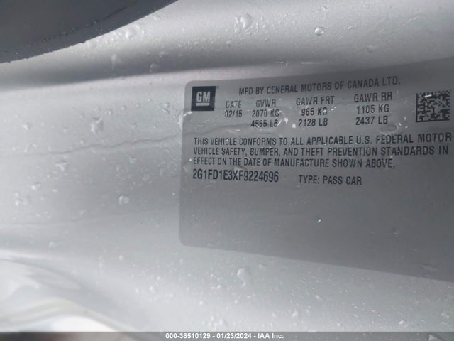 Chevrolet Camaro 1lt 2015 2G1FD1E3XF9224696 Image 9