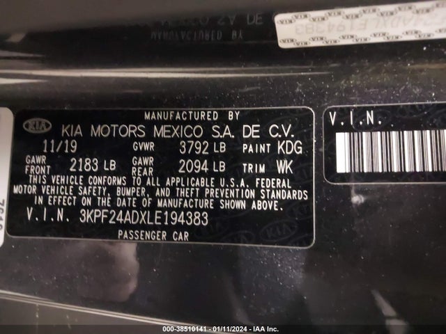 KIA Forte Lxs 2020 3KPF24ADXLE194383 Image 9