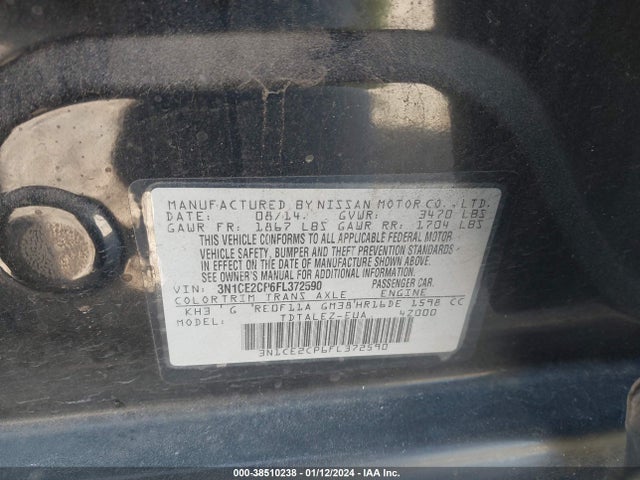 Nissan Versa Note Sl 2015 3N1CE2CP6FL372590 Image 9