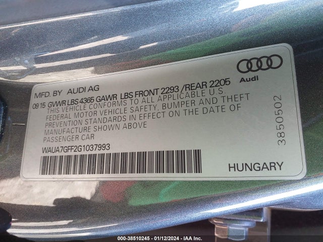 WAUA7GFF2G1037993 Audi A3 1.8t Premium