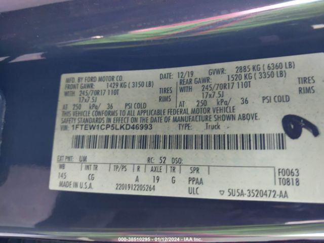 1FTEW1CP5LKD46993 Ford F-150 Xl