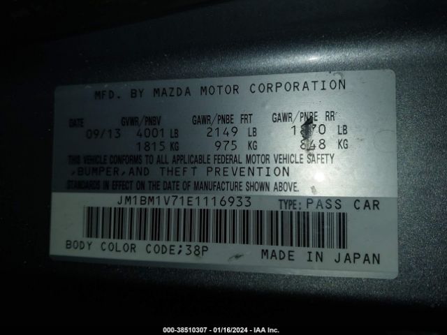 JM1BM1V71E1116933 Mazda Mazda3 I Touring
