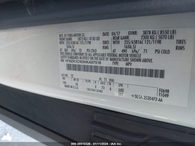 Ford Transit-150 Xlt 2017 1FMZK1CM3HKA97518 Image 9