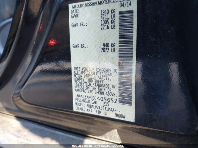 2014 NISSAN ALTIMA 2.5 VIN: 1N4AL3AP0EC405652