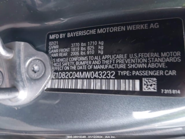 Toyota Gr Supra 2.0 2021 WZ1DB2C04MW043232 Image 9