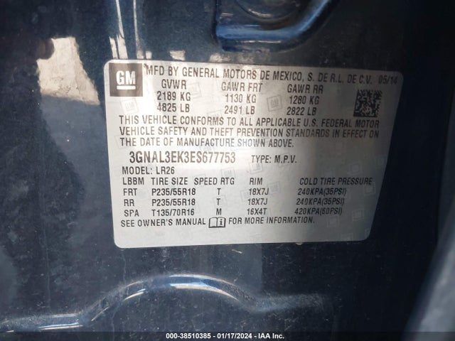 Chevrolet Captiva Sport Lt 2014 3GNAL3EK3ES677753 Image 9