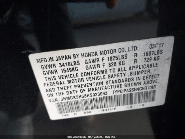 JHMGK5H58HS023093 Honda FIT LX