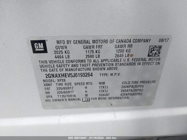 Chevrolet EQUINOX LS 2018 2GNAXHEV5J6193264 Image 9
