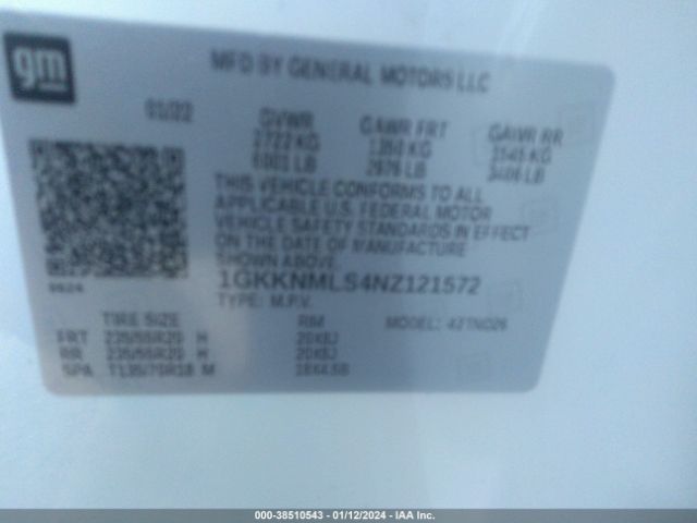 1GKKNMLS4NZ121572 GMC Acadia Fwd Slt