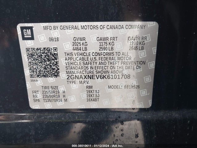 Chevrolet Equinox Premier 2019 2GNAXNEV6K6101708 Image 9