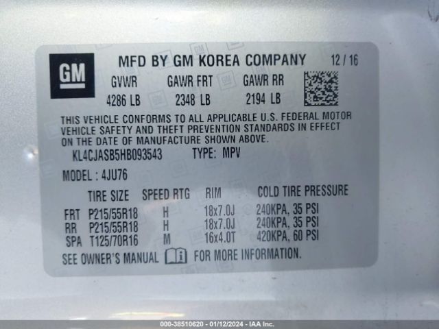 KL4CJASB5HB093543 Buick Encore Preferred
