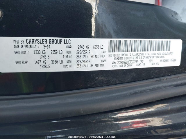 2014 DODGE GRAND CARAVAN AVP/SE VIN: 2C4RDGBGXER327257