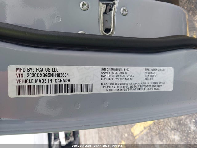 Dodge Charger Sxt Rwd 2022 2C3CDXBG5NH183634 Image 9