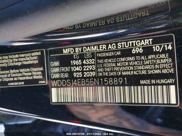 Mercedes-Benz CLA 250 2014 WDDSJ4EB5EN158891 Image 9