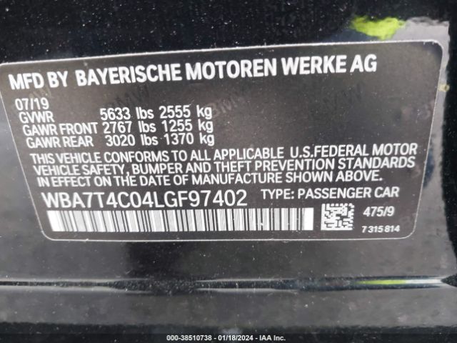 WBA7T4C04LGF97402 BMW 740i Xdrive
