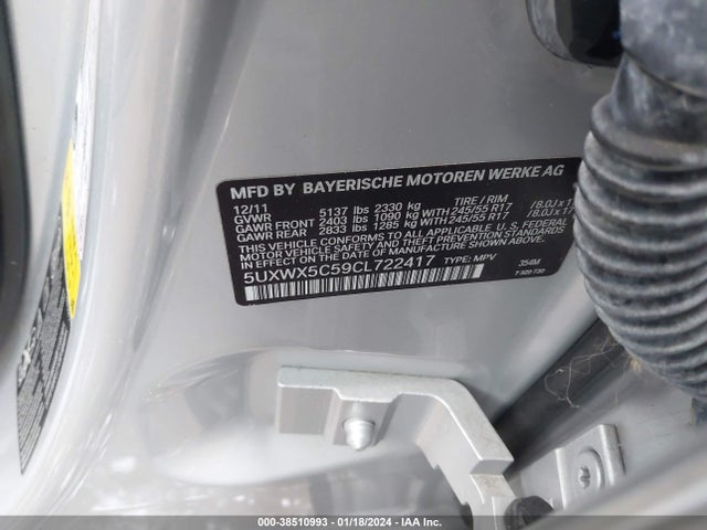 2012 BMW X3 XDRIVE28I VIN: 5UXWX5C59CL722417