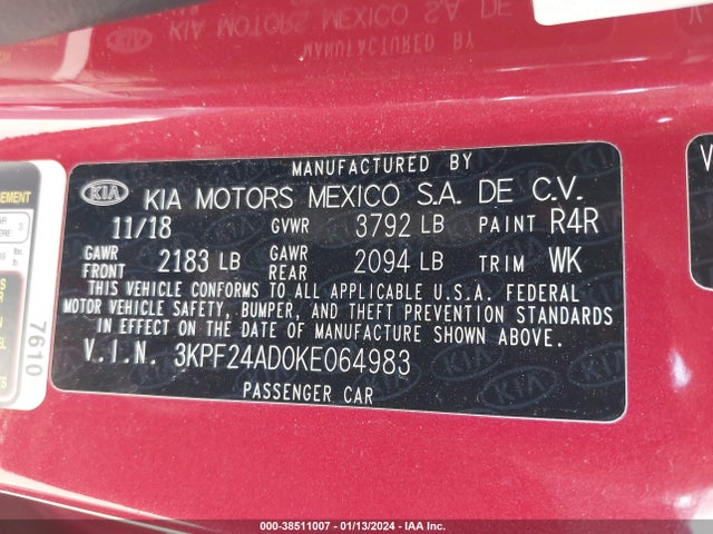 KIA Forte Lxs 2019 3KPF24AD0KE064983 Image 9