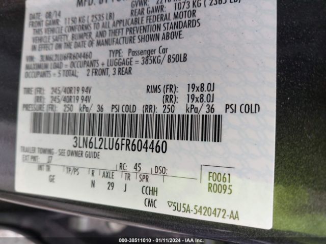 3LN6L2LU6FR604460 Lincoln MKZ HYBRID