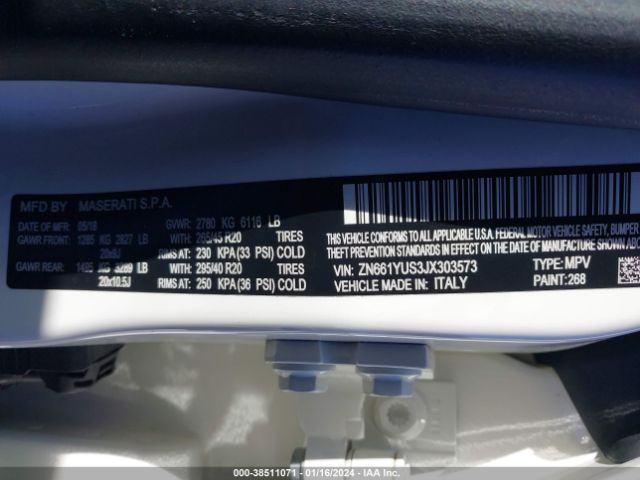 ZN661YUS3JX303573 Maserati Levante S Gransport