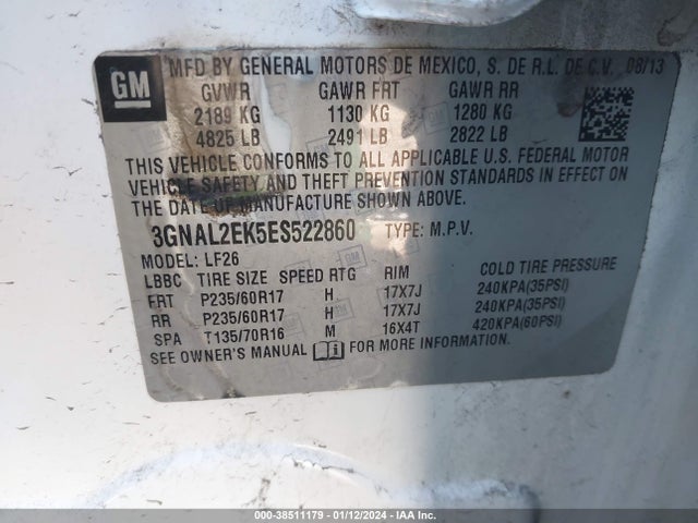 Chevrolet Captiva Sport 2ls 2014 3GNAL2EK5ES522860 Image 9